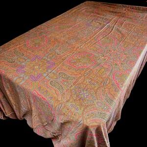 Ralph Lauren Vintage Boho Paisley Full Queen Duvet & 2 Shams Red Gold Rope Trim